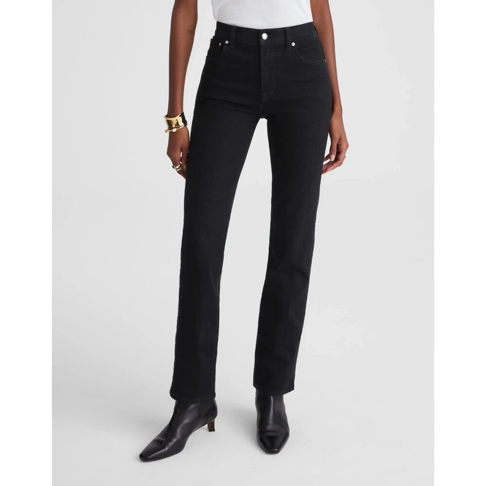 Madewell The Longline Straight Jean Sz 30 Actual 32x28 Classic Black High Rise